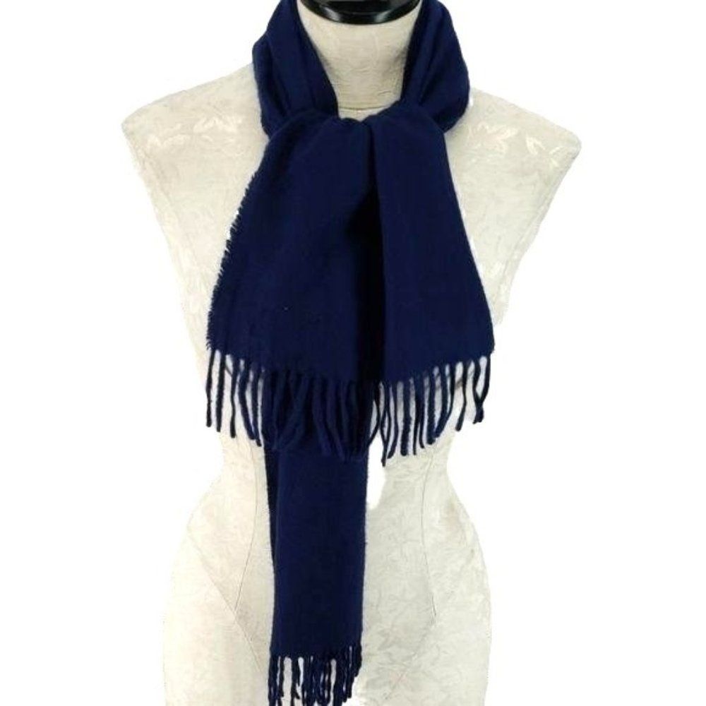 Lady Cashmink by V. Fraas Fringed Navy Blue Scarf‎ Lightweight